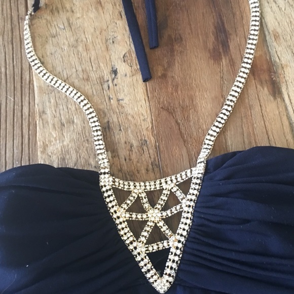 Floor length formal blue cache dress - Picture 3 of 5